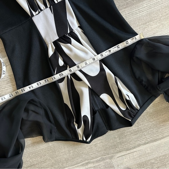 Vintage Montgomery Ward Retro Black and White Women's Maxi Dress - Picture 9 of 11